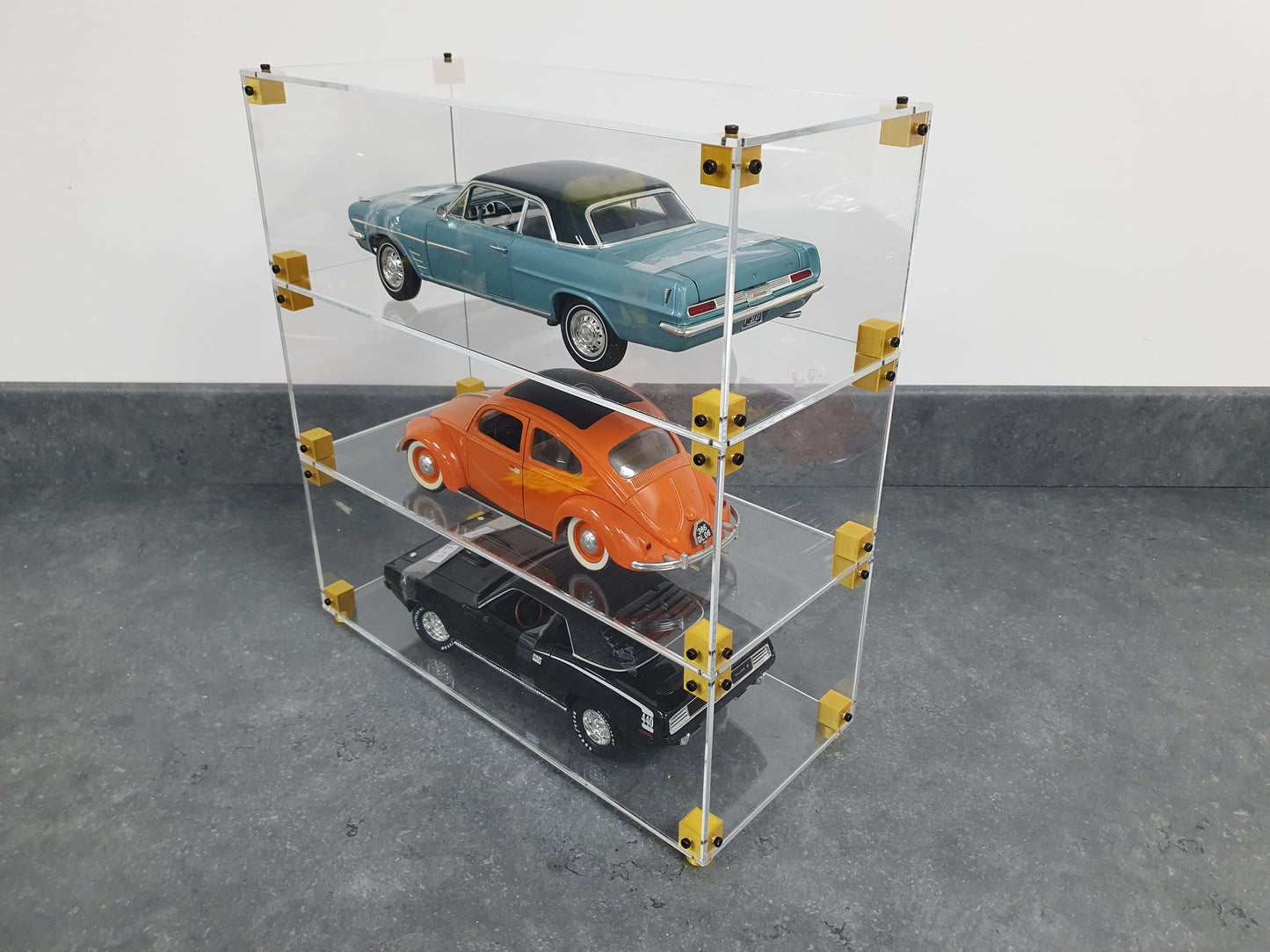 1:18 Scale Car & Lego Stack of 3 Display Cases with a Base